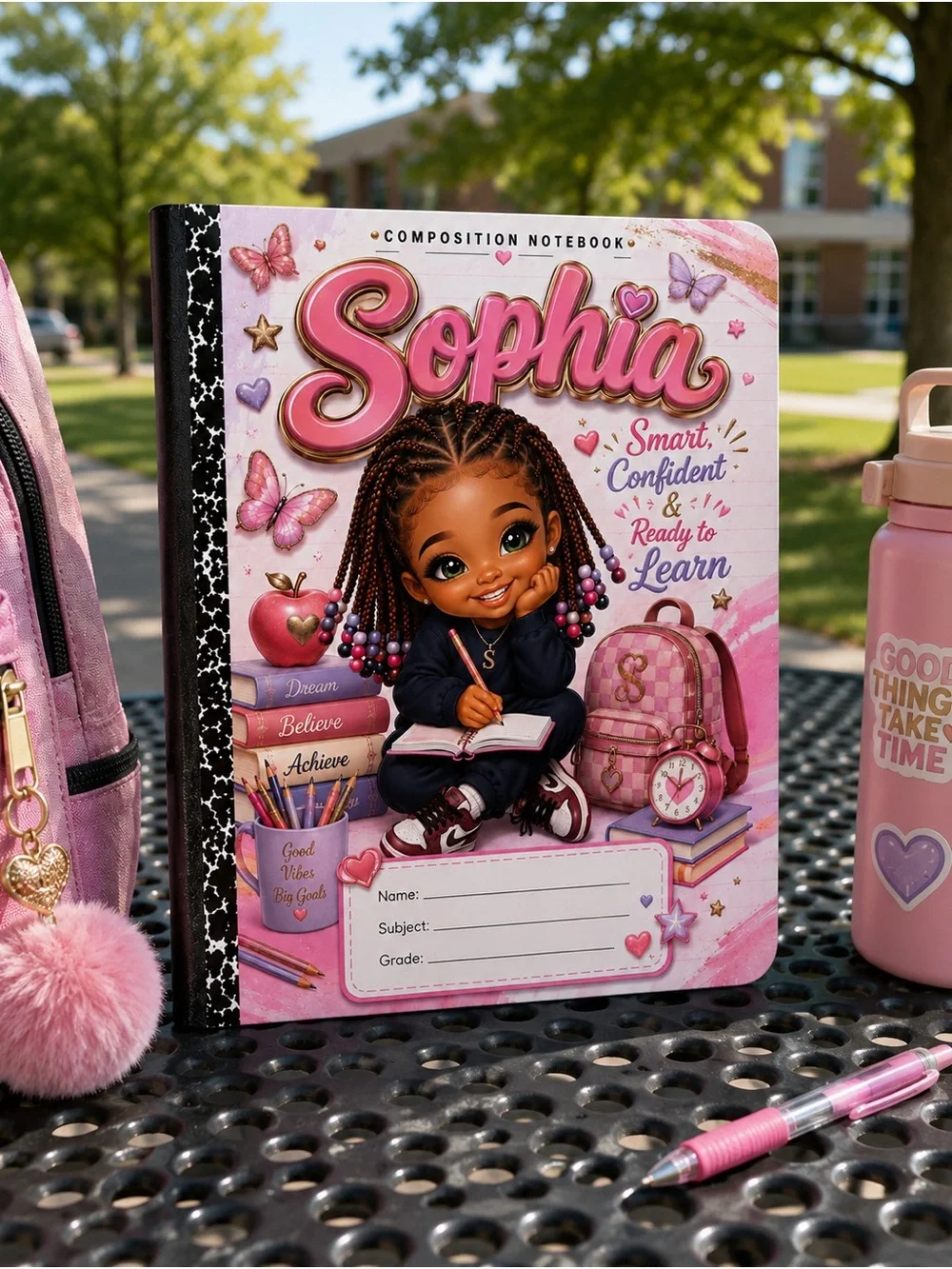 Personalized Black Girl Composition Notebook